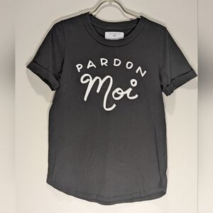 Sol Angeles by Anthropologie Grey Pardon Moi GraphicTee White Trim Womens XS
